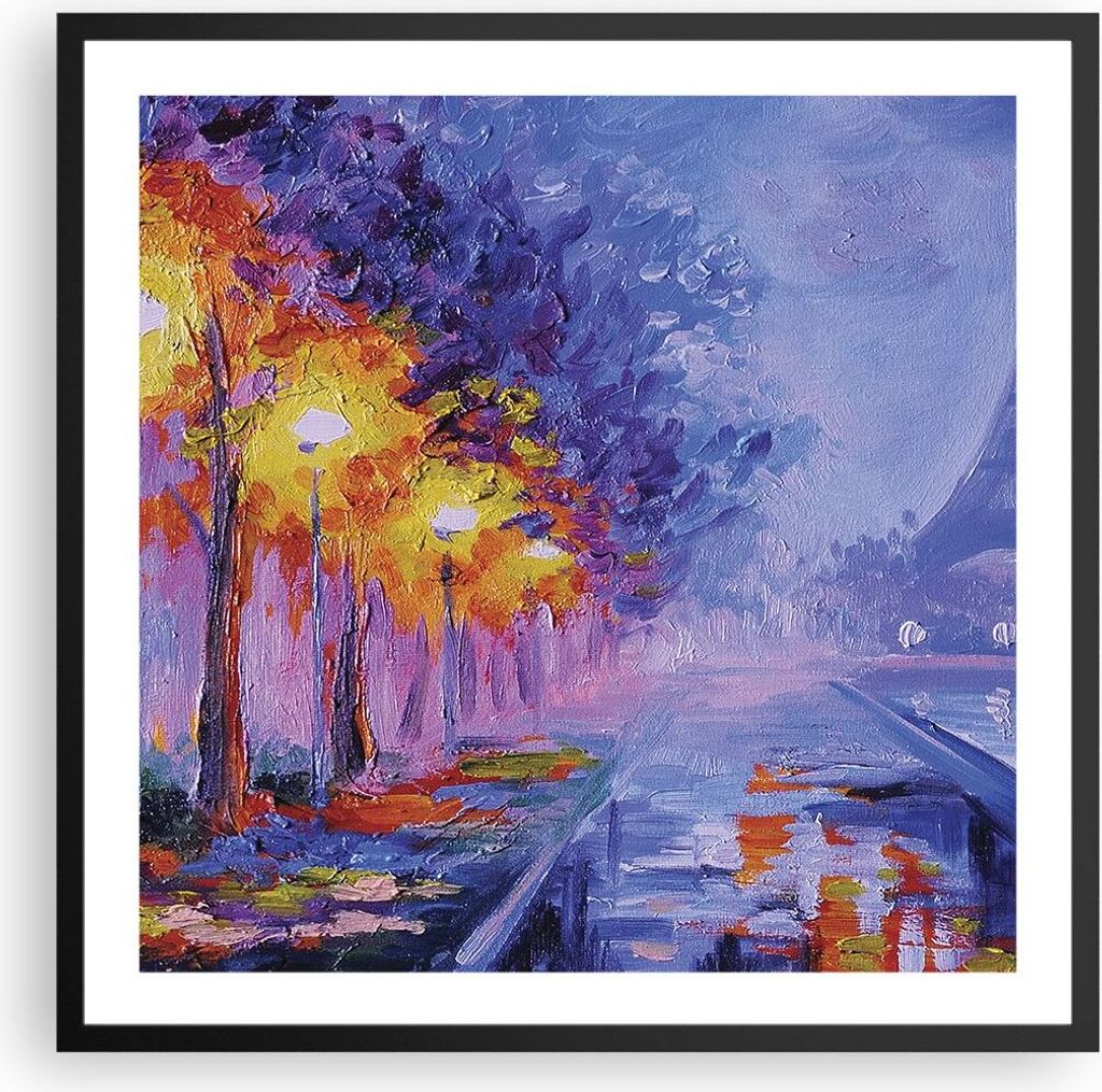 Gerahmtes Poster - Schwarzer Rahmen - Paris Laternen Eiffel - 60x60 cm - Wand Bild - Wanddeko - Wandbilder - Kunstposter - Wandposter - Bilderrahme...