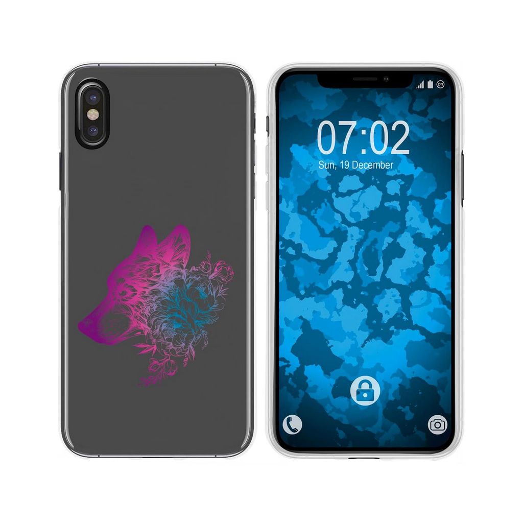 PhoneNatic Case kompatibel mit Apple iPhone Xs Max Silikon-Hülle Floral Wolf M3-6