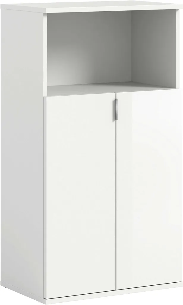 ProjektX meuble à chaussures 2 portes et niche blanc brillant moderne