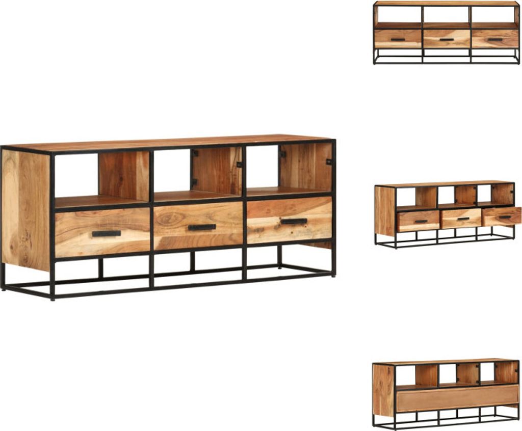 vidaXL TV-Schrank 110x30x45 cm Massivholz Akazie - TV-Möbel