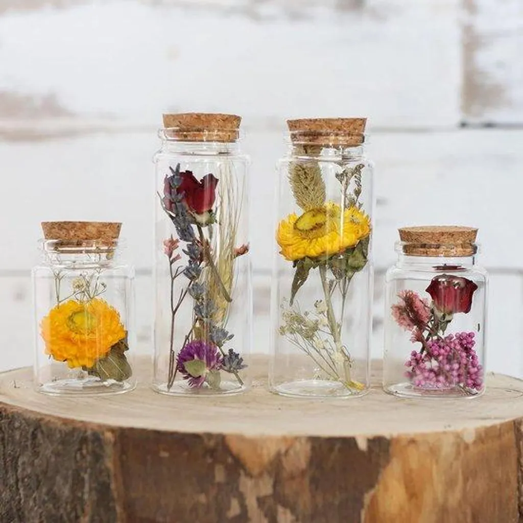 Fleurs séchées en bocal sans entretien - Décoration florale durable