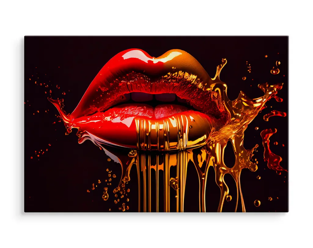 Quadro 120x80 Muralo Labbra Rosse 3D - Arte su Tela per Ufficio - 3