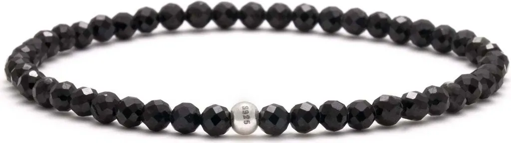 Bracciale di perle di pietra naturale tormalina con perle d'argento M