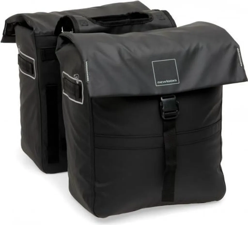 Sacoche double New Looxs Leeds noir pour porte-bagages de vélo - 37L