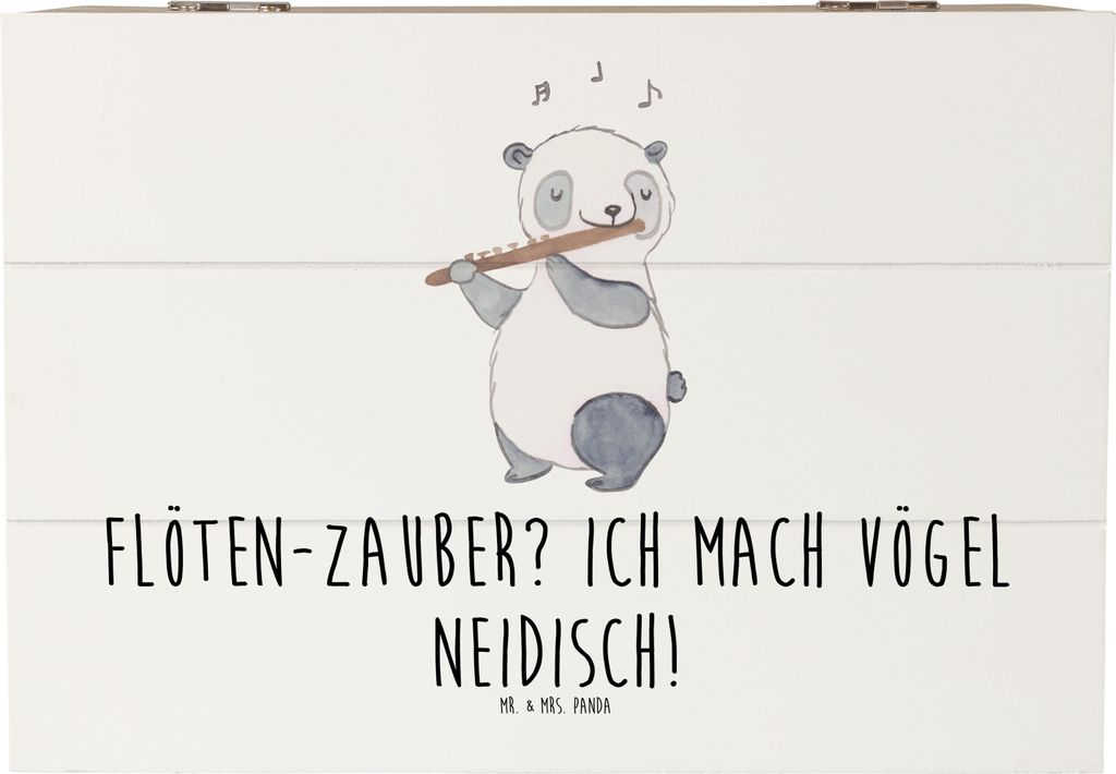 Mr. & Mrs. Panda Schatulle Flöte Zauber 22 x 15 cm - Weiß - Geschenk, Flötenmusik, Holztruhe, Musik, Melodie, Geschenkbox, Musikinstrument, Aufb...