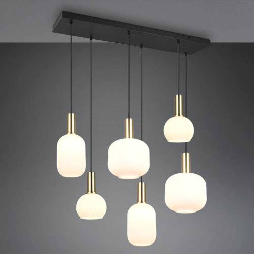 Lampada a sospensione DIVA bianco-nero-ottone 6xE27x10W Immagine del prodotto 