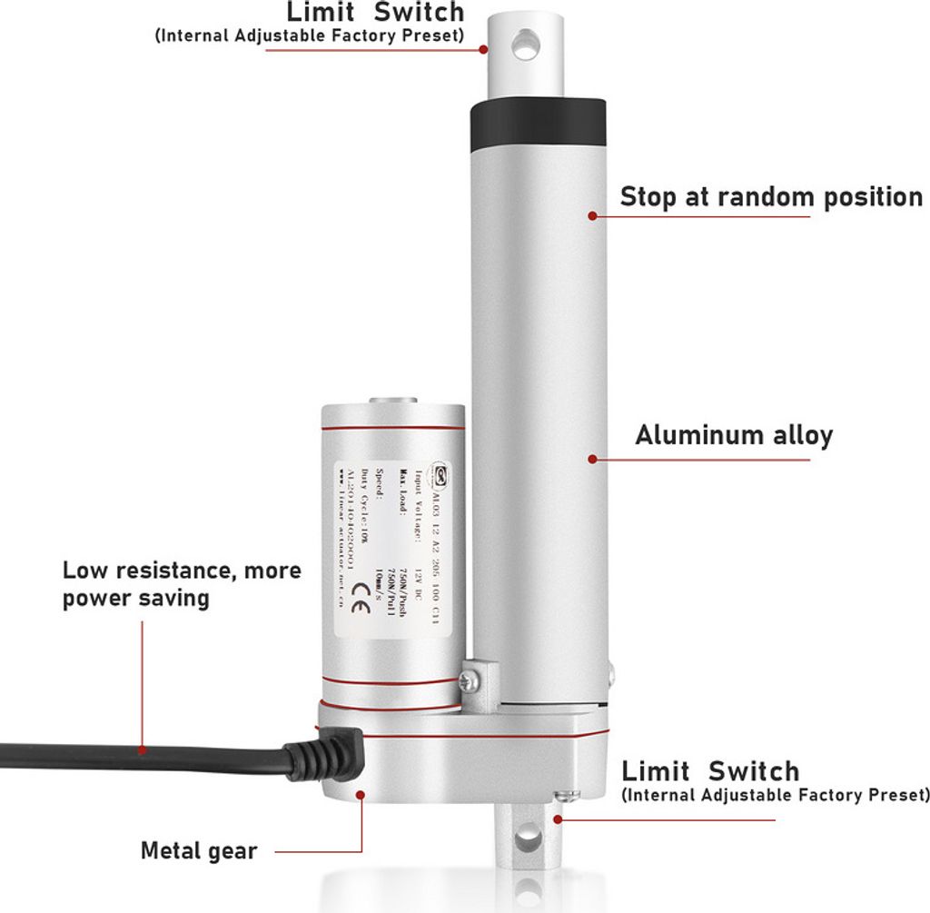 SWANEW 1500N lineárny motor nastavenie pohonu elektrický Obrázok produktu 4
