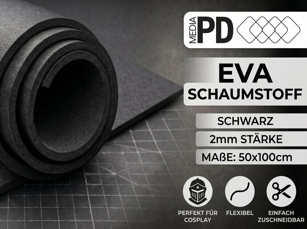 PD Media EVA pěna, černá, 2 mm – 50 × 100 cm, vysoká Obrázek produktu 