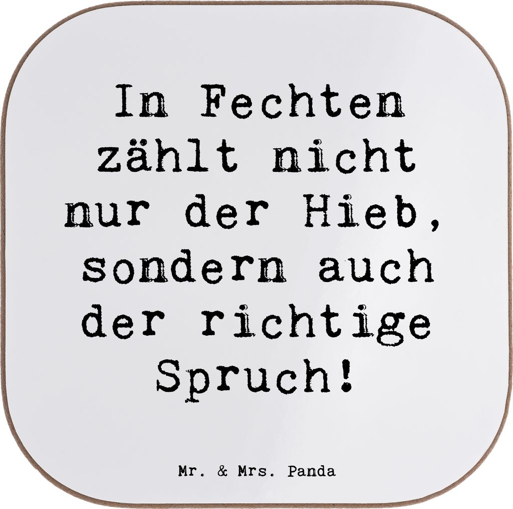 Mr. & Mrs. Panda Untersetzer für Gläser Spruch Fechten Spruch - Weiß - Geschenk, Sportler Geschenke, Coaster, Handgefertigte Produkte, Tischunte...