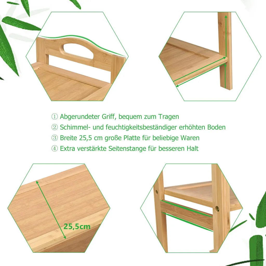 Support à chaussures robuste en bambou 5 niveaux, format gain de place