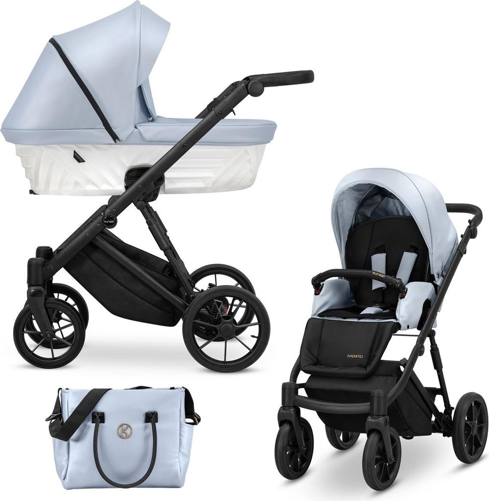 Kunert IVENTO 2in1 Kinderwagen in Blau mit Babywanne und Sportsitz