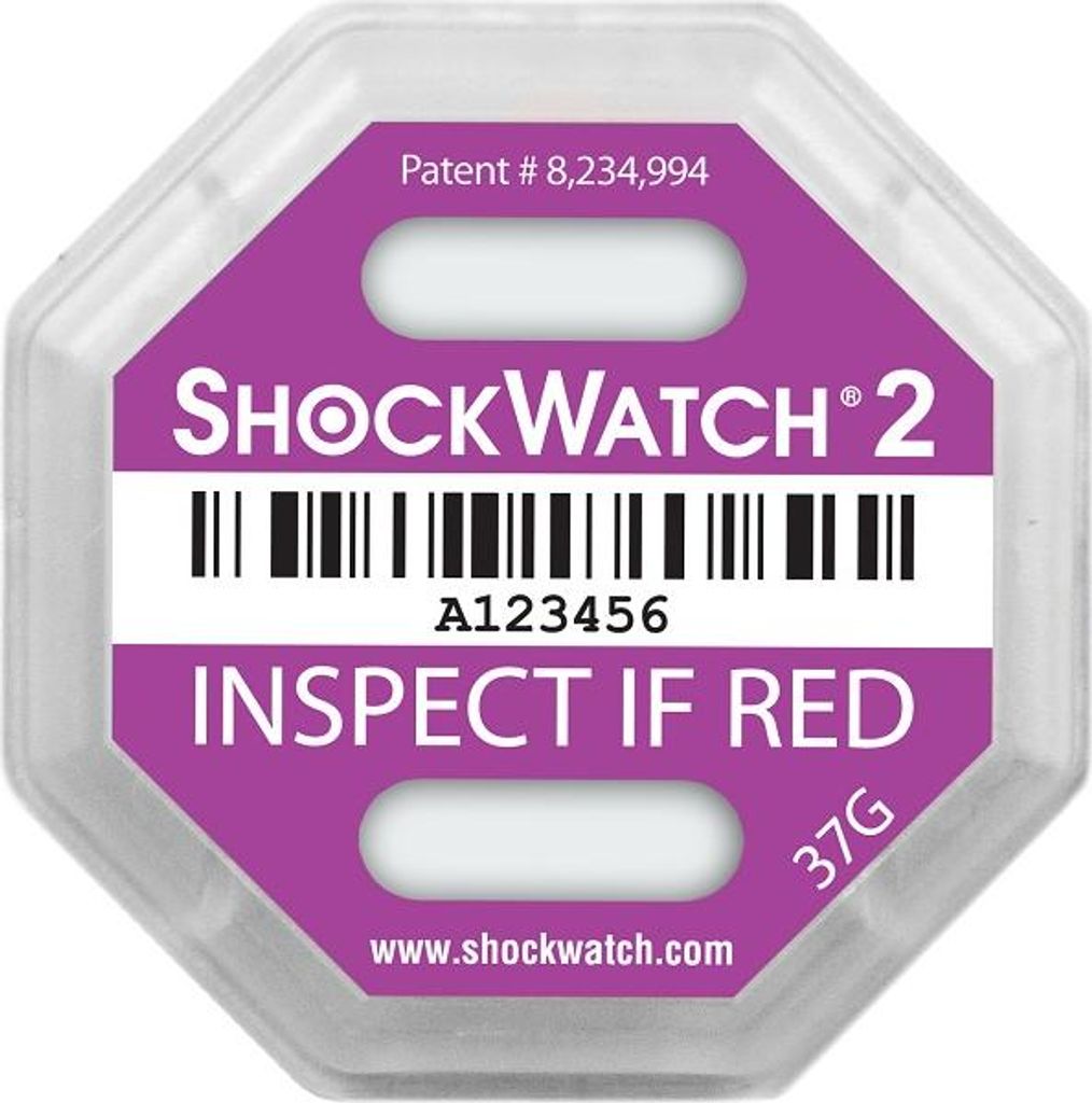 ShockWatch 2 Aufkleber – zeigt Stöße an, violett (37g), mit Warnetiketten – 10 Stk