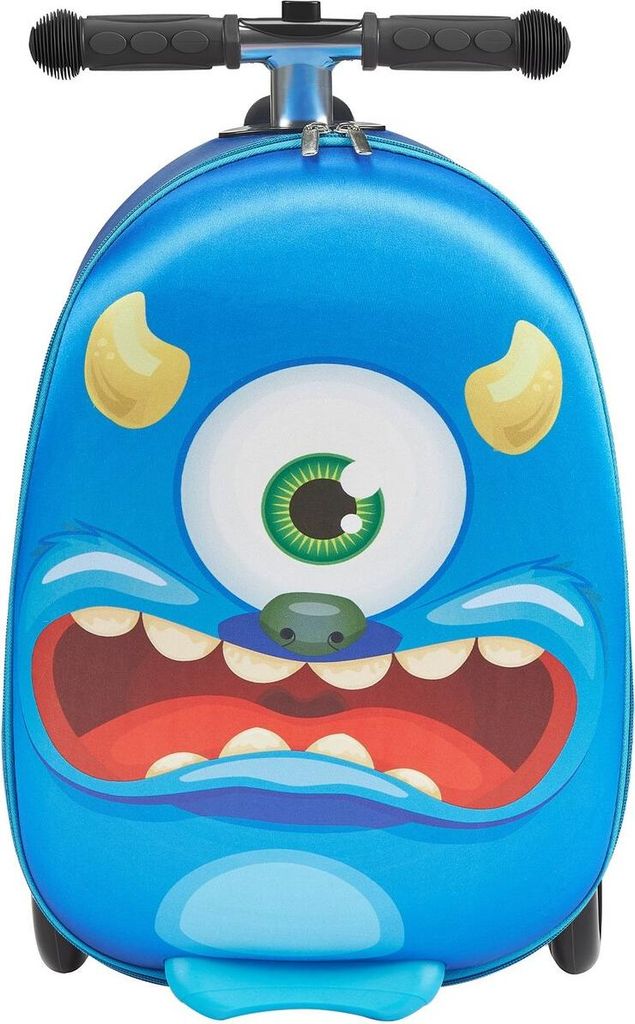 Aufsitzbares Gepäckstück 20-Zoll-Kinderroller-Koffer mit Flash-Rädern Blau