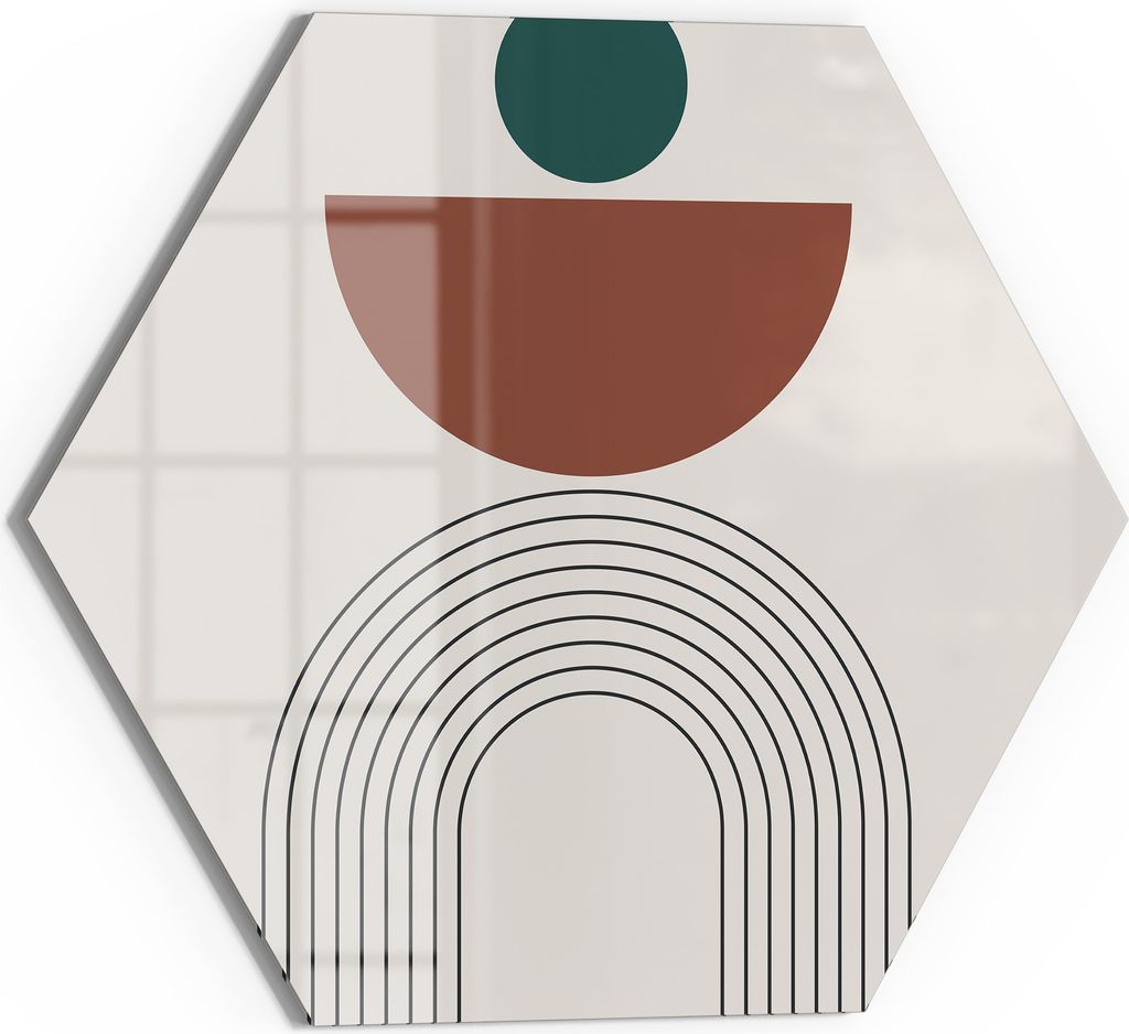 DEQOART Magnettafel Glas 40x35 cm 6-eckig 'Abstrakte Balance' beschreibbar Whiteboard Küche