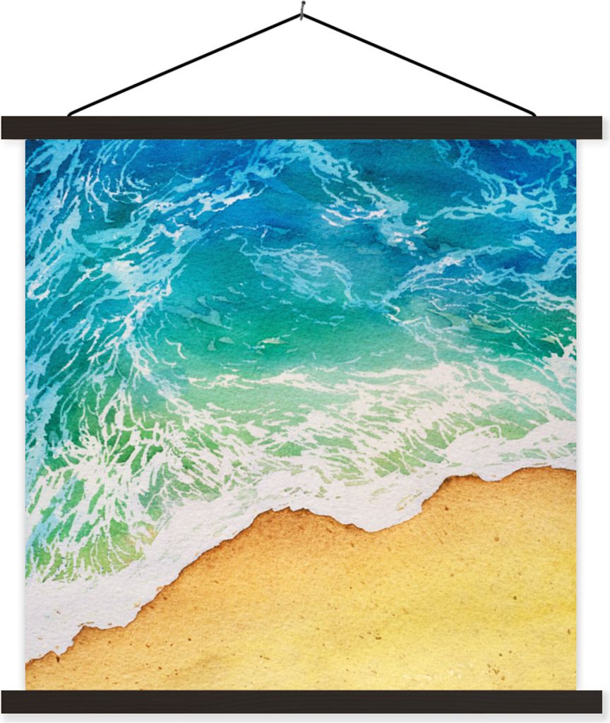 MuchoWow Textilposter Strand - Meer - Golf 40x40 cm mit schwarzem Rahmen - Fotos