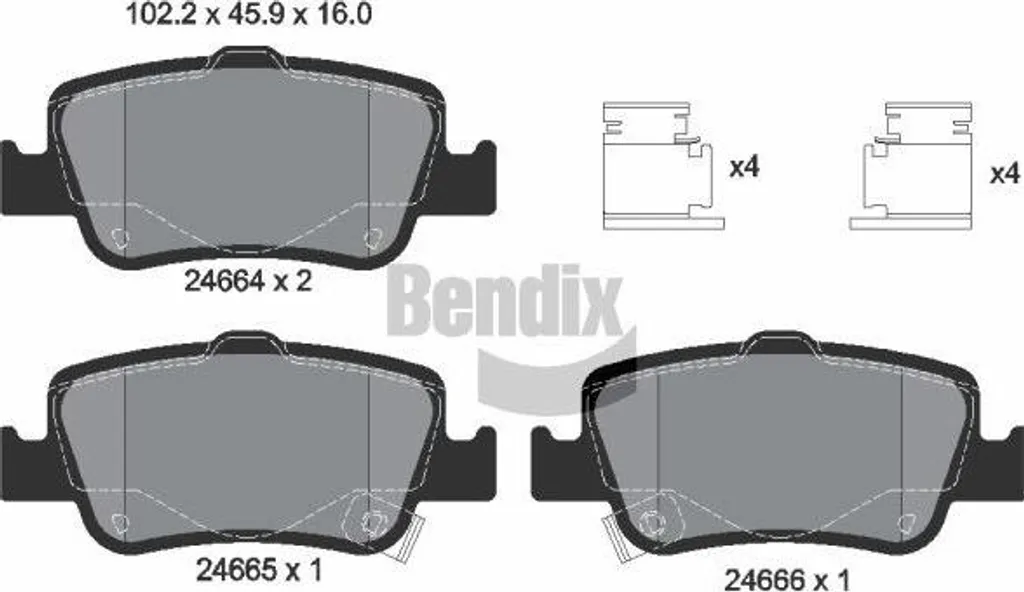 Jeu de plaquettes de frein BENDIX BPD1183 pour Auris Corolla OE 0446602170