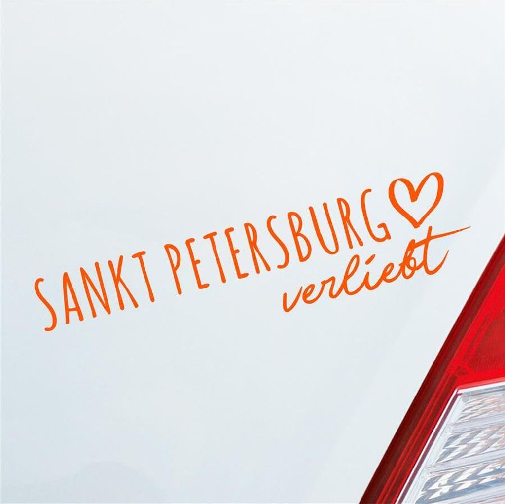 Auto Aufkleber Sankt Petersburg verliebt Herz Stadt Heimat Liebe Car 19x5 cm Orange Sticker Heckscheibenaufkleber