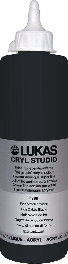 Lukas Cryl Studio Plastic Bottle Acrylfarbe Iron Oxid Black 500 ml 1 stk