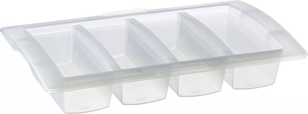 ARAVEN GN-Behälter mit Deckel 1/1, PP, Tiefe: 100 mm, Inhalt: 8 L, 4 Abteilungen