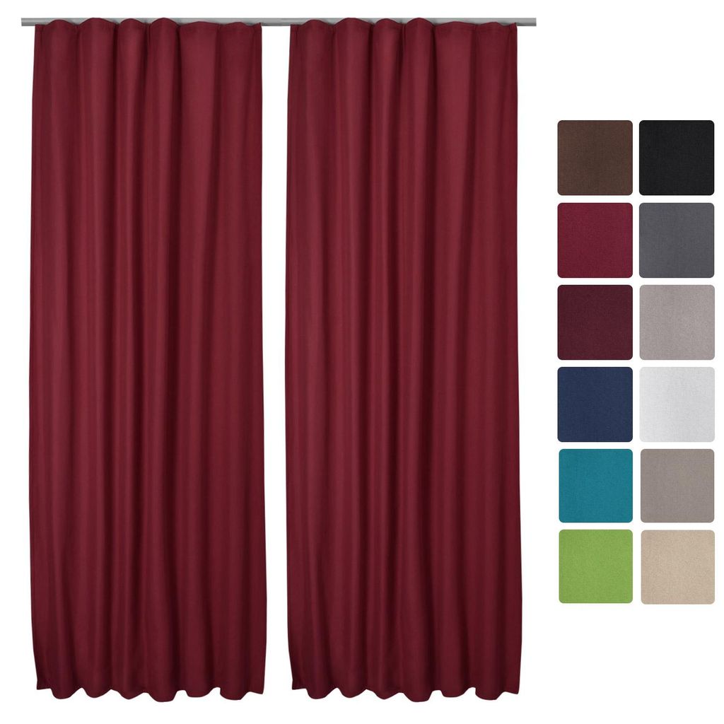 Beautissu 2er Set Thermovorhang Gardine Rot Amelie TK, Produktbild 