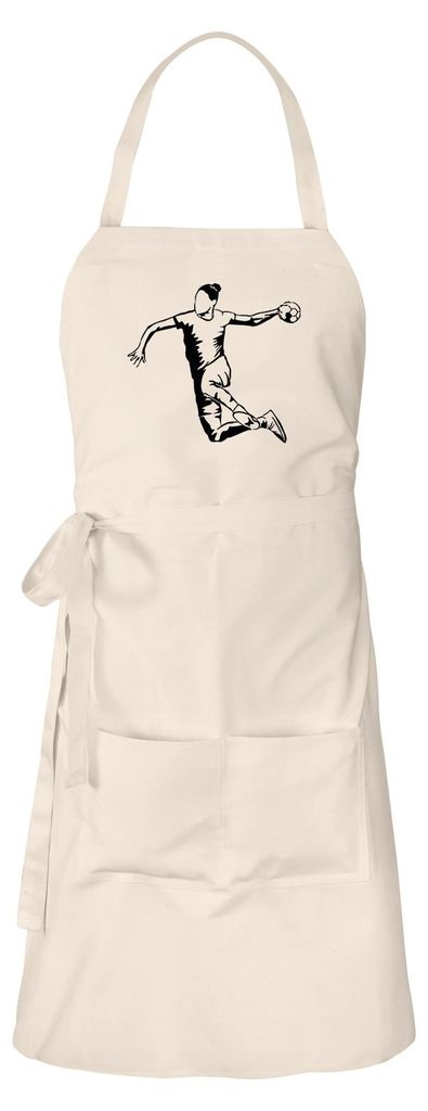 Huuraa Schürze Handball Silhouette Natur mit Taschen Baumwolle Kochschürze Geschenkidee