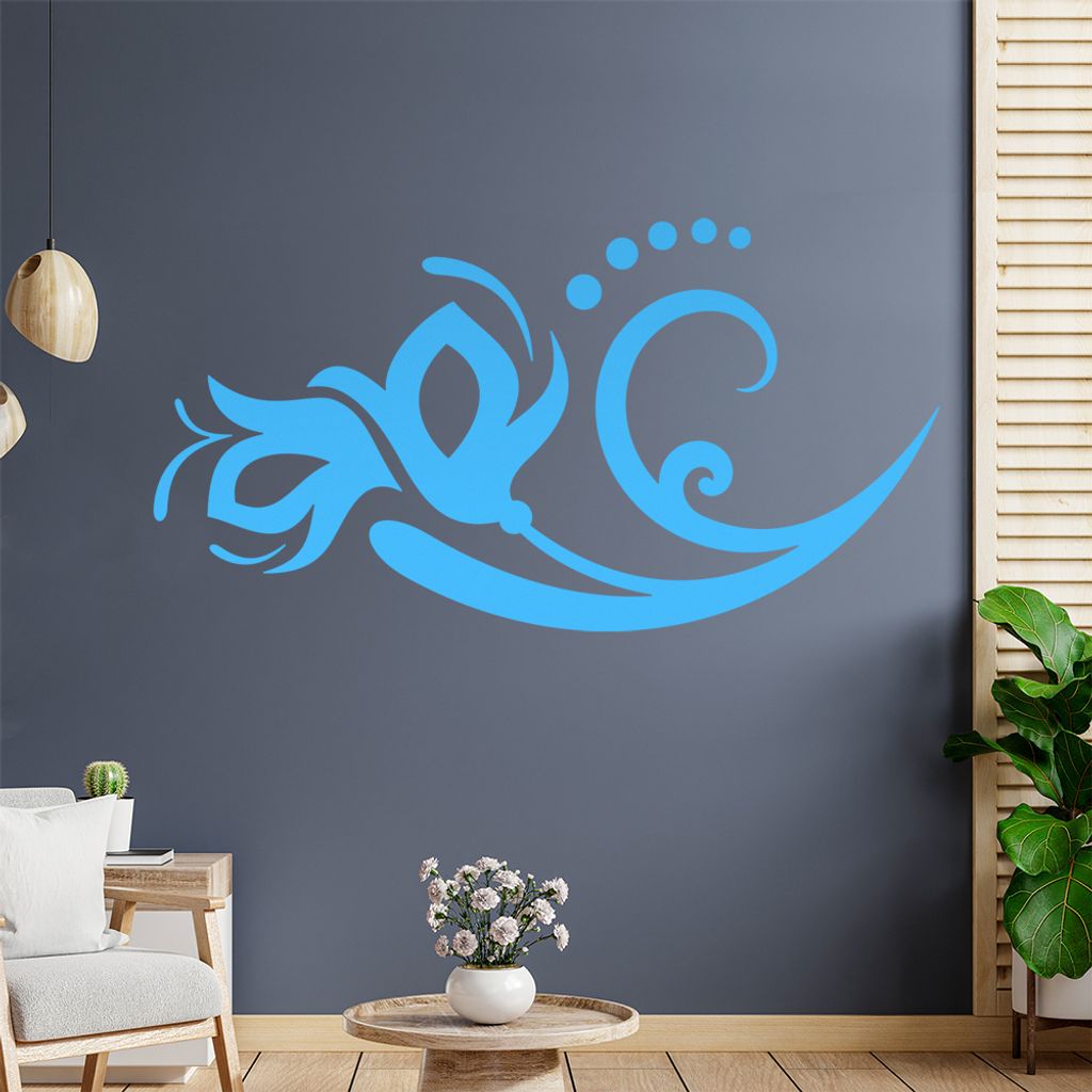 Blume - Linien Punkte Wandtattoo in 6 Größen - Wandaufkleber Wall Sticker - Dekoration, Küche, Wohnzimmer, Schlafzimmer, Badezimmer