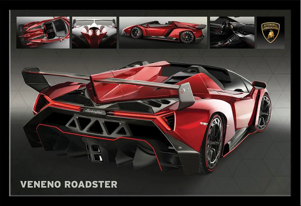 Décoration Murale Lamborghini Veneno Roadster Cadre Shinsuke Noir Salon