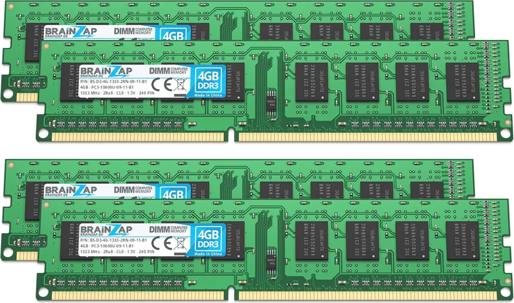 Memoria PC3-10600U 16GB BRAINZAP DDR3 1333MHz CL9 4x4GB Kit