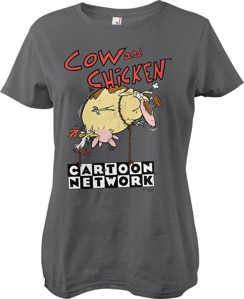 Cow and Chicken Balloon Girly Tee - XX-Large - DarkGrey
