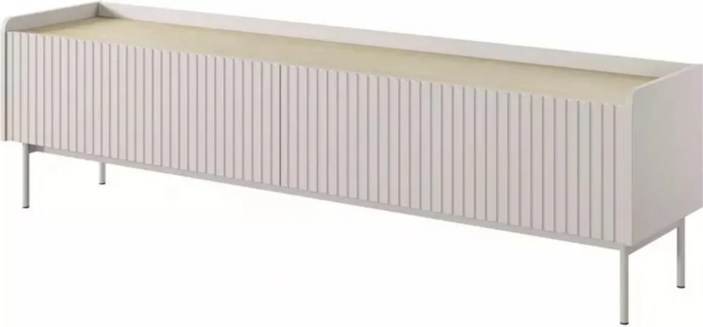 Meuble TV 153 cm MATION en chêne scandinave et beige pour salon moderne