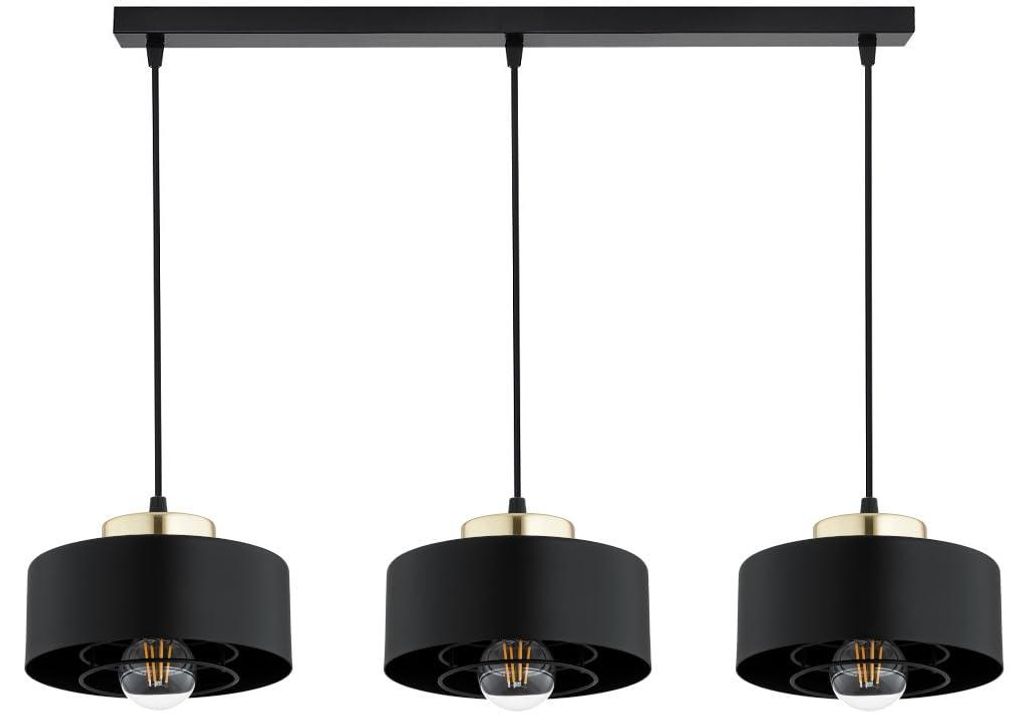 KAR-LIGHTING Pendelleuchte 3-flammig Schwarz/Gold, Metall, Produktbild 
