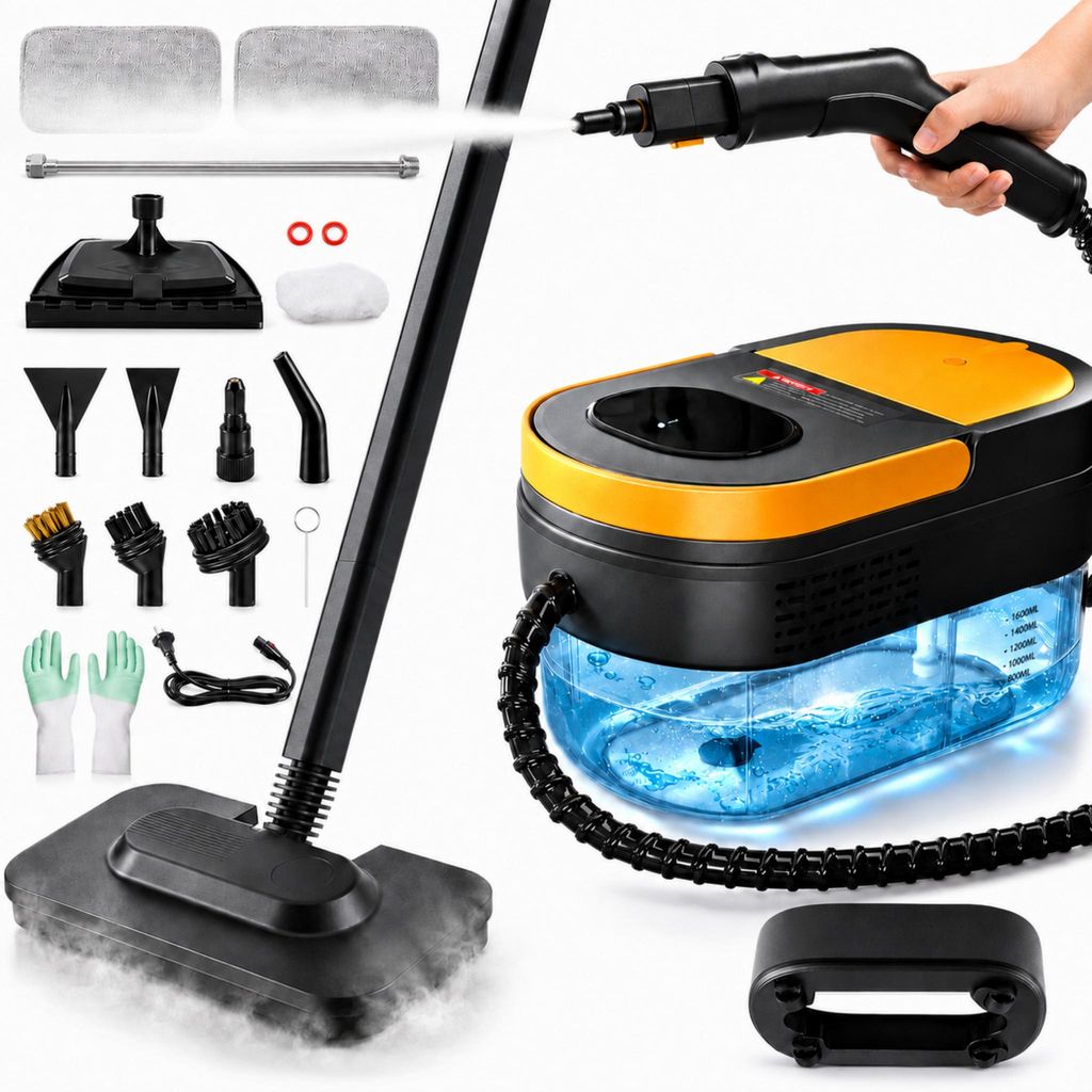 2500W  Tragbarer Dampfreiniger mit Lenkrollen,1.6L Produktbild 