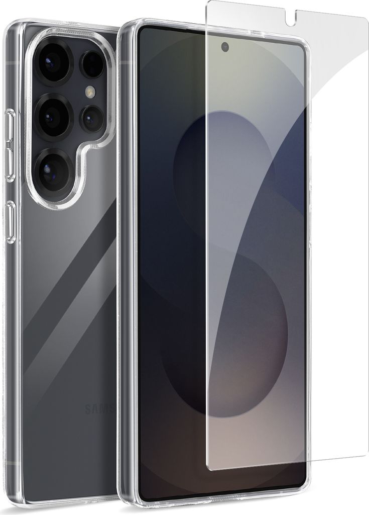 Mayaxess, Schutzpaket für Samsung Galaxy S25 Ultra Hülle und Gehärtetes Glas, Transparent