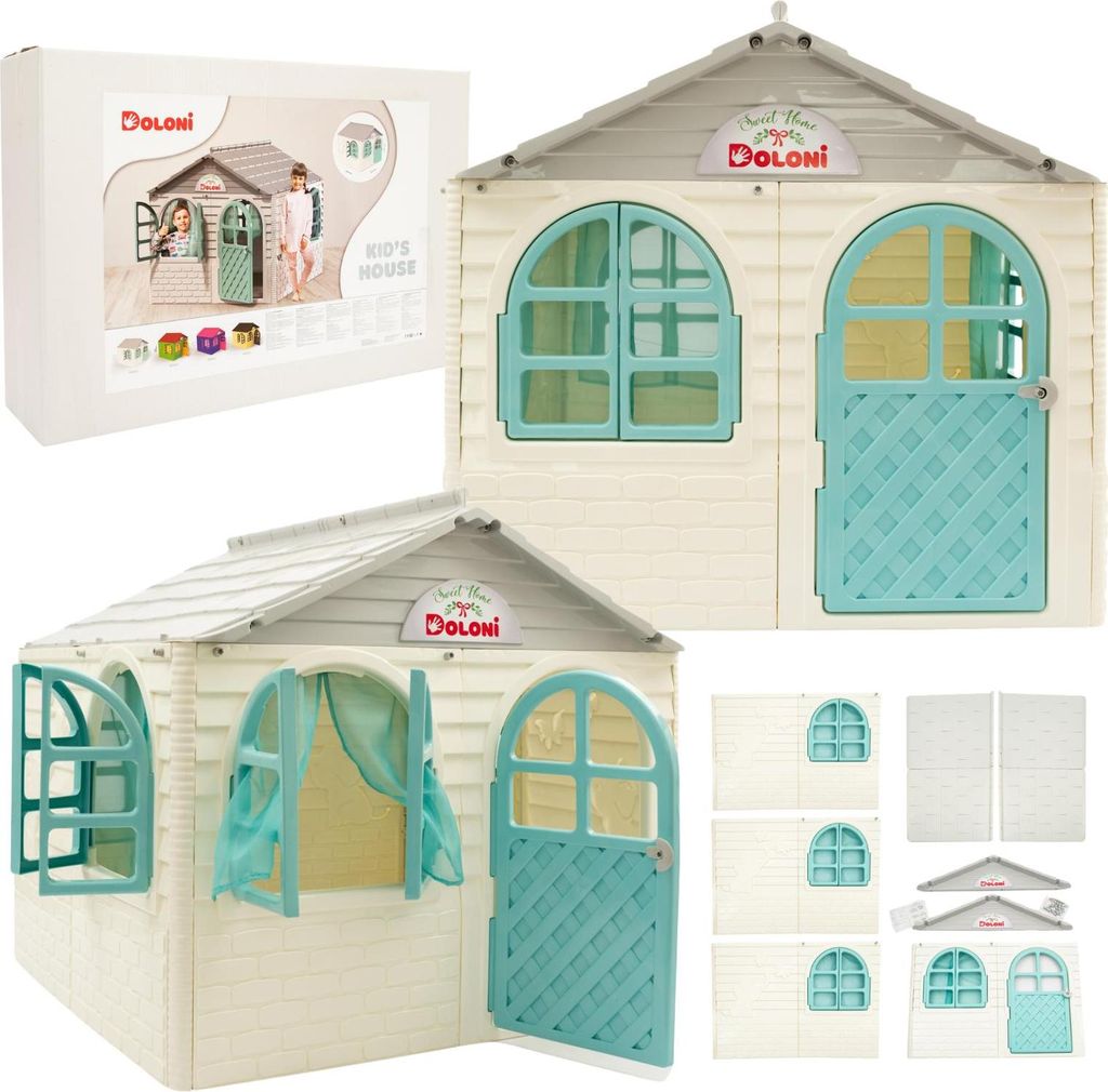 Kinderspielhaus mit zu öffnenden Türen und Fenstern - Einfache Montage, CE/EN 71 Zertifikat, Neu, Bunt 02550/5