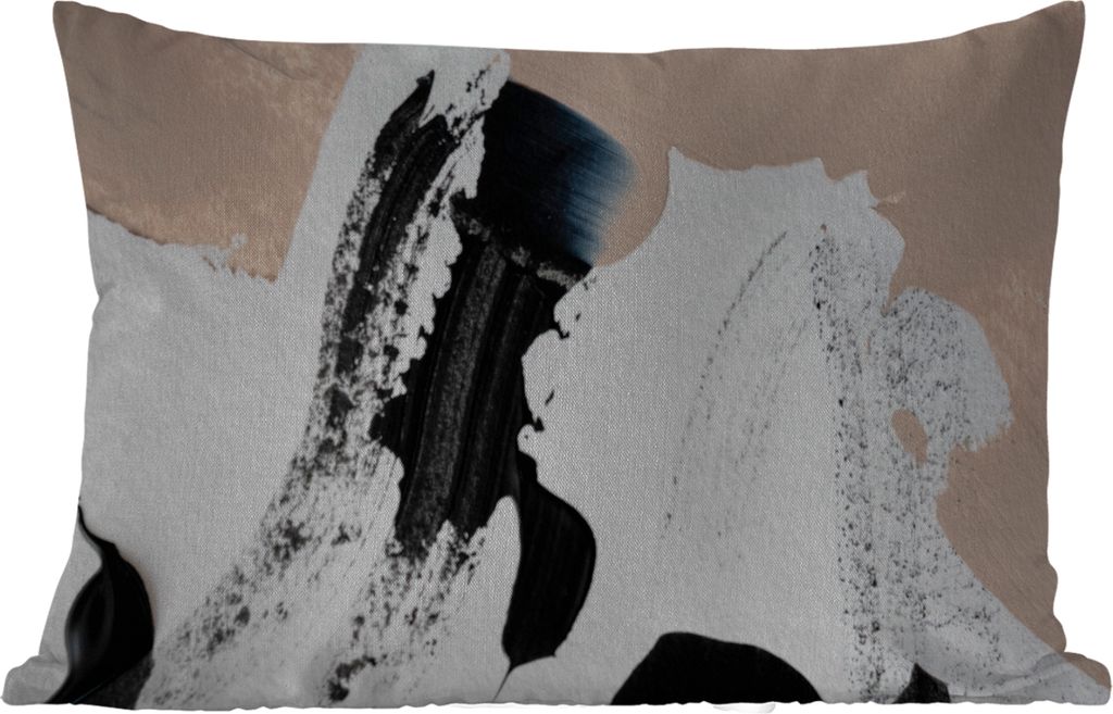 MuchoWow Outdoor Kissen - Schwarz - Abstrakt - Design - 50x30 cm - Wetterfest - Lounge Kissen - Sofa kissen - Wohnzimmer Dekoration