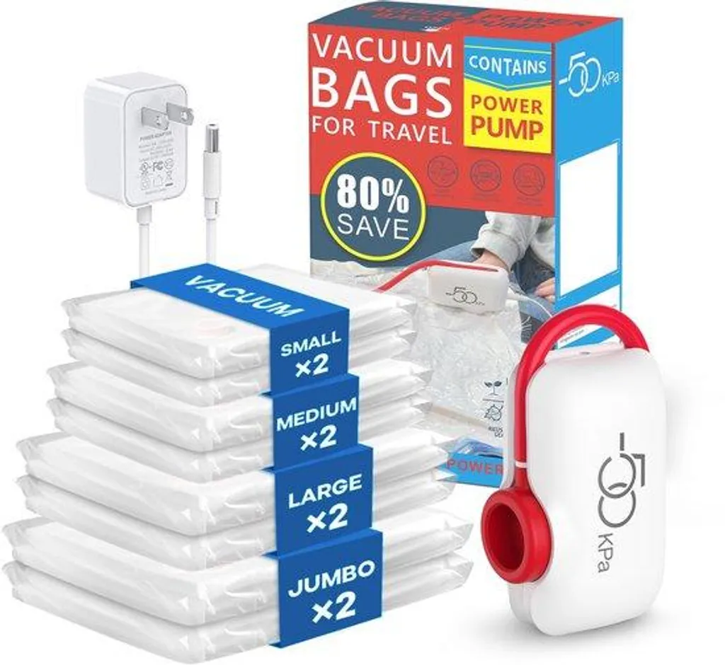 Sac de rangement sous vide pour vêtements : lot de 6 housses suspendues