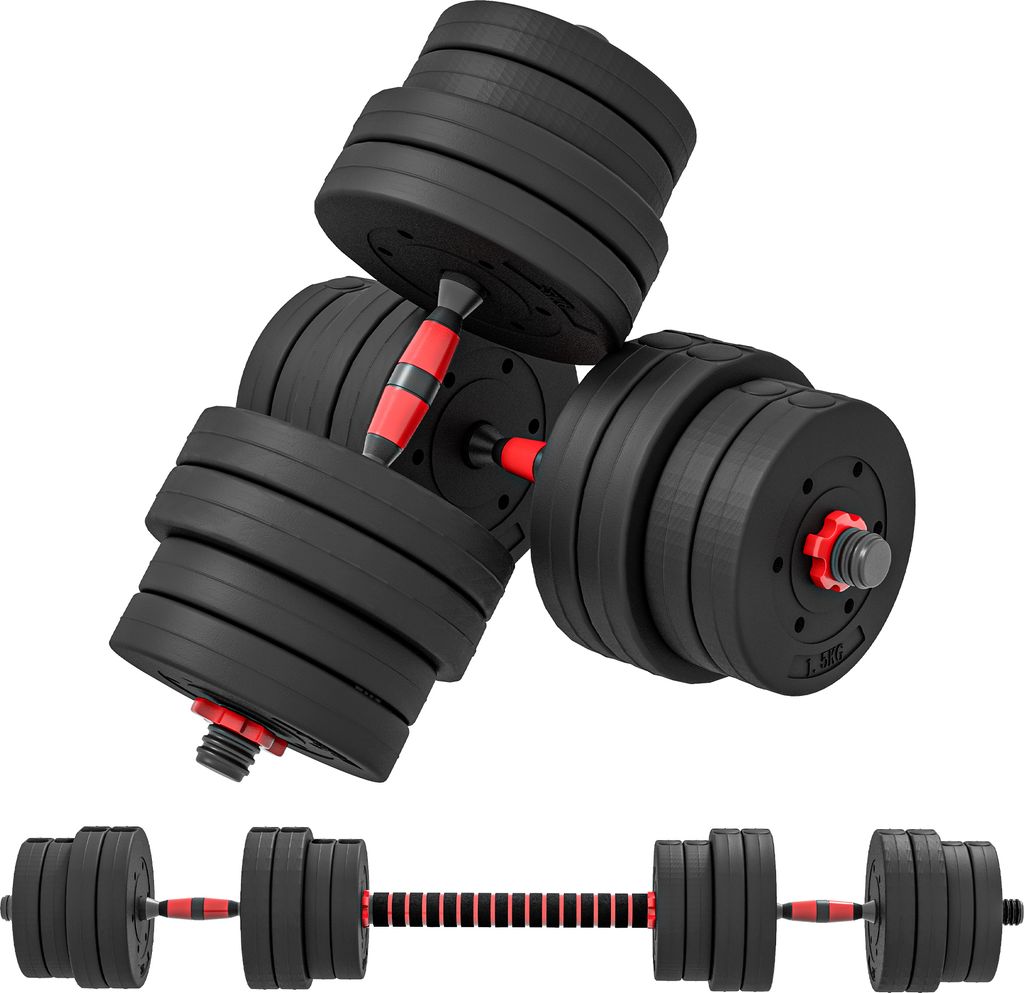 HOMCOM 2 in 1 Hanteln Set 30 kg verstellbare Kurzhantel & Langhantel professionell Dumbbell Krafttraining und Gewichtheben für Zuhause Fitness