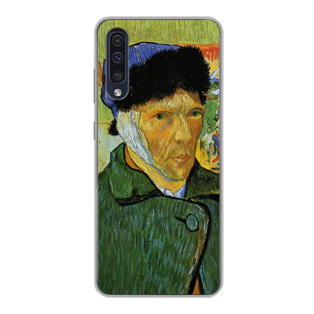 MuchoWow Handyhülle Schutzhülle Hülle für Samsung Galaxy A30s Selbstbildnis mit verbundenem Ohr - Vincent van Gogh Silikon Softcase Handy Hü...