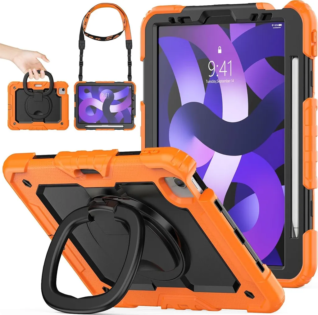 Custodia per iPad Pro 3/2/1 11" con supporto e penna stilo arancione