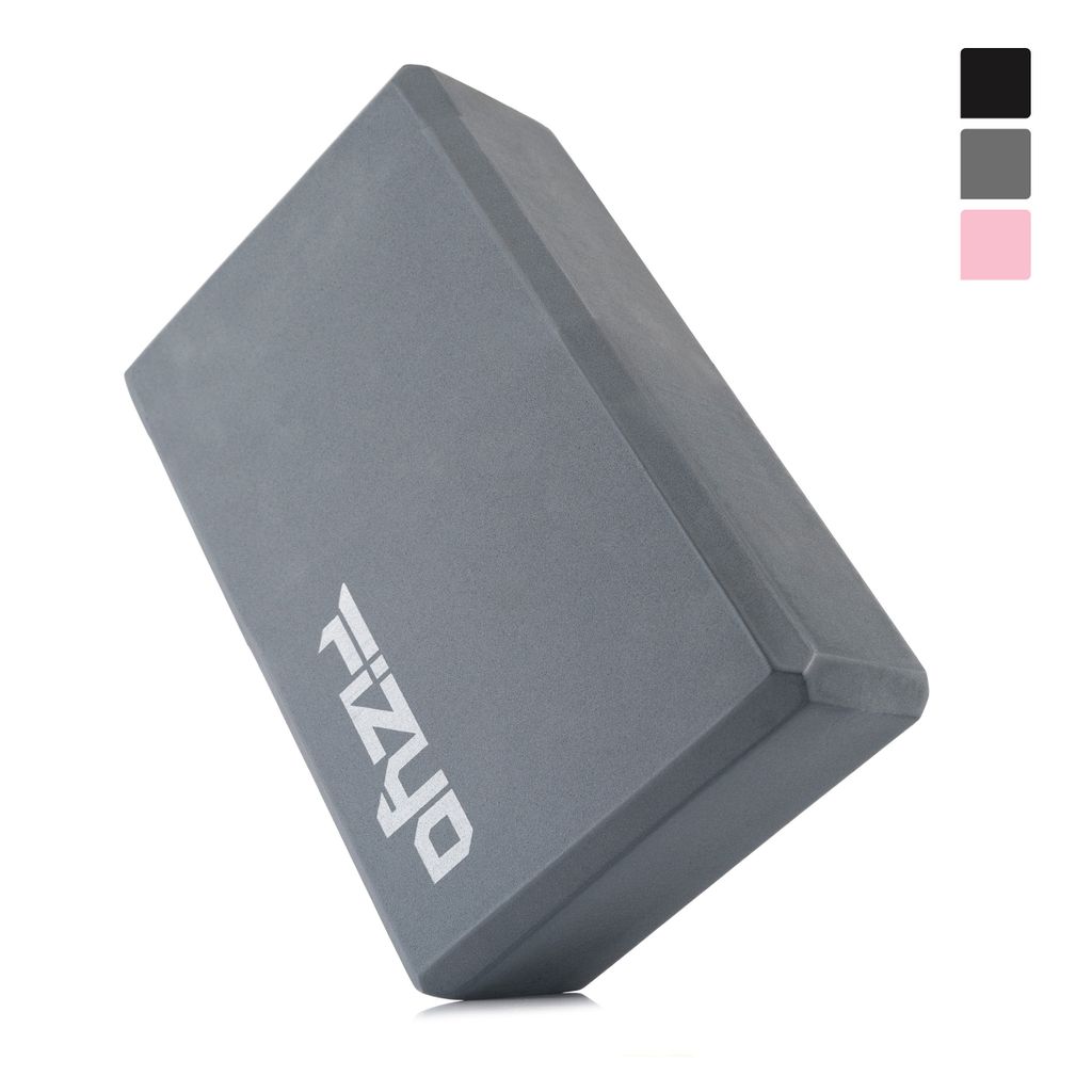 FIZYO Yoga Block für Yoga, Pilates, Stretching, Fitness, Meditation, Dehnung – Rutschfester Yoga Klotz aus EVA Schaum (Grau 23x7x15 cm)