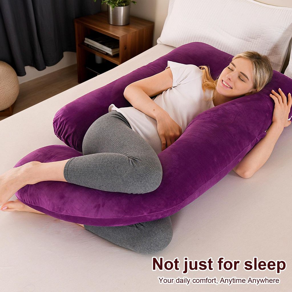 Schwangerschaftskissen J-förmiges Ganzkörperkissen Extra Großes Stillkissen Seitenschläferkissen zum Schlafen für Schwangere mit Abnehmbarem u...