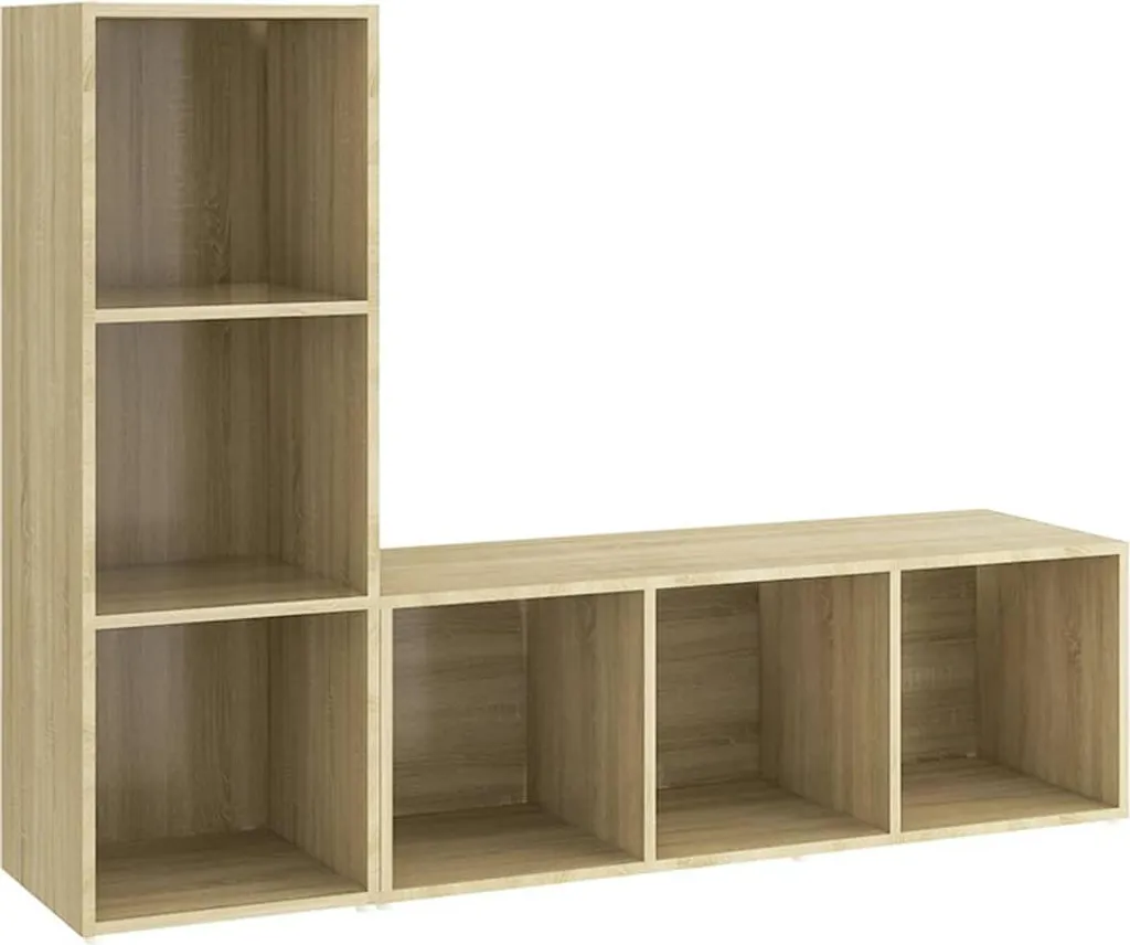 Mobili TV 2 pezzi rovere Sonoma 107x35x37 cm Materiale a base di legno