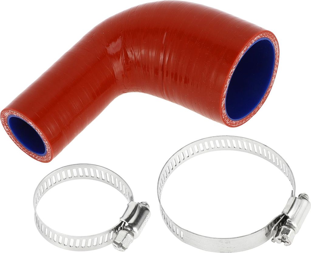 1 Satz 25mm/0,98"-45mm/1,77" ID 90mm/3,54" Länge 90° Rot Blau Auto Silikonschlauch mit Schellen Kühlmittelschlauch Universal