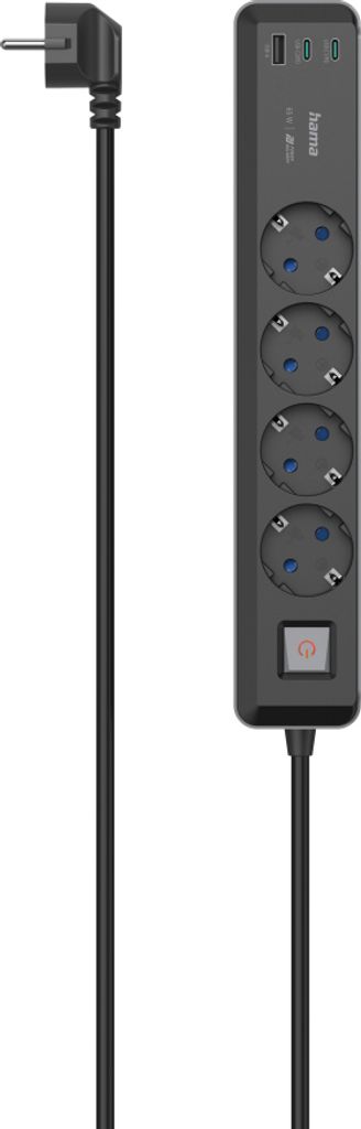 Steckdosenleiste, 4-fach, USB-C/A 65W, PD, Schalter, 1,4 m, Produktbild 