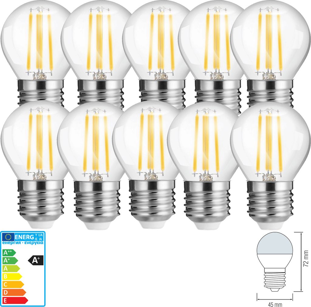 10x 6W G45 E27 Mini LED Filament Leuchtmittel Birne 640 Lumen Warmweiß