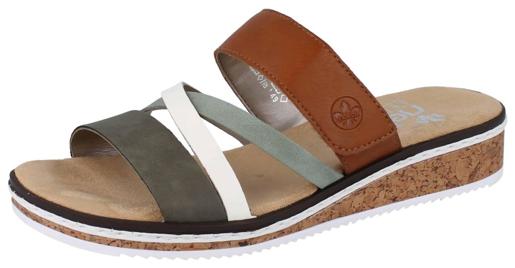 RIEKER Damen Pantolette grün kombi Kunstleder - Größe: 38 Produktbild 