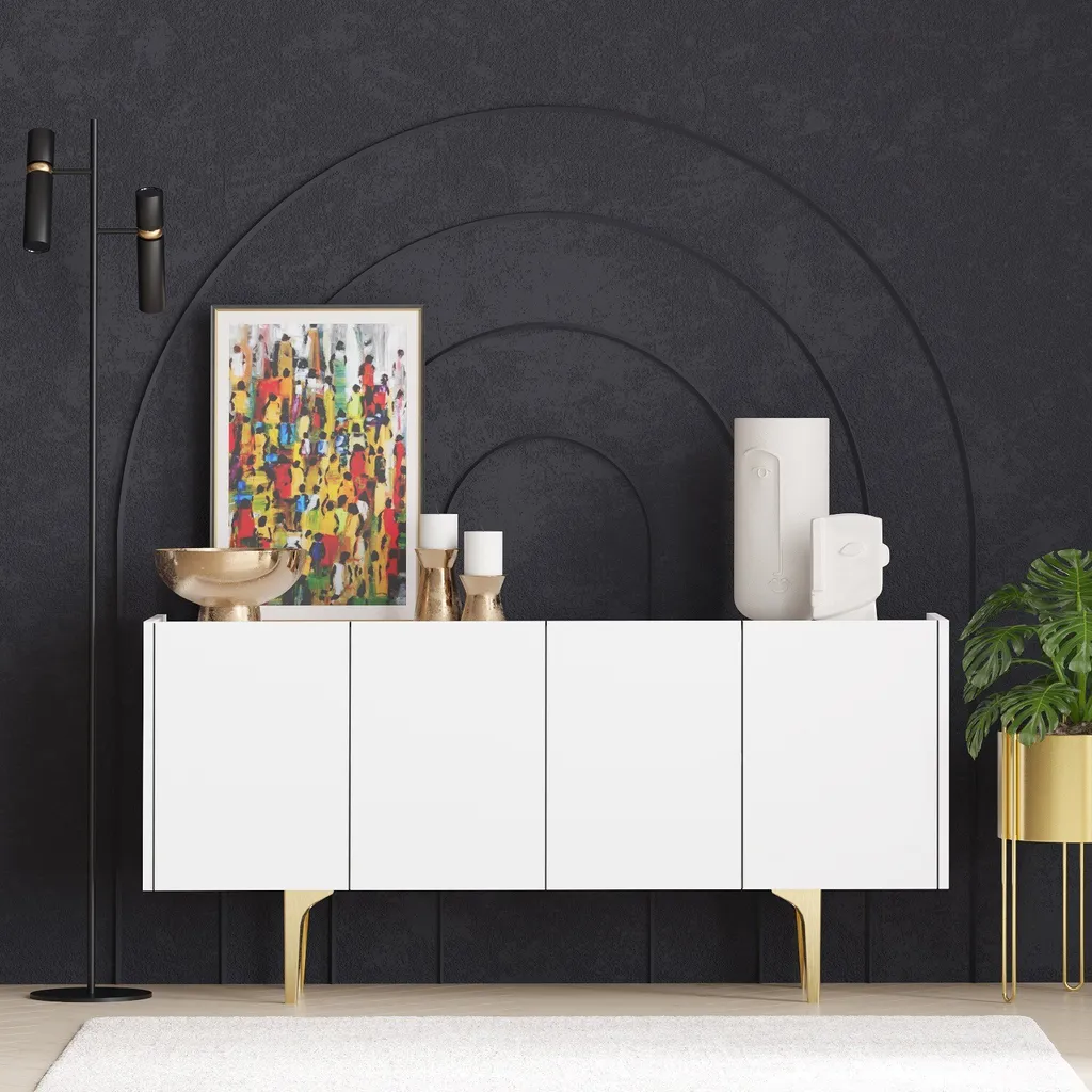 Console d'Entrée Blanche Albina - Meuble Design Longueur 150 cm Skye Decor