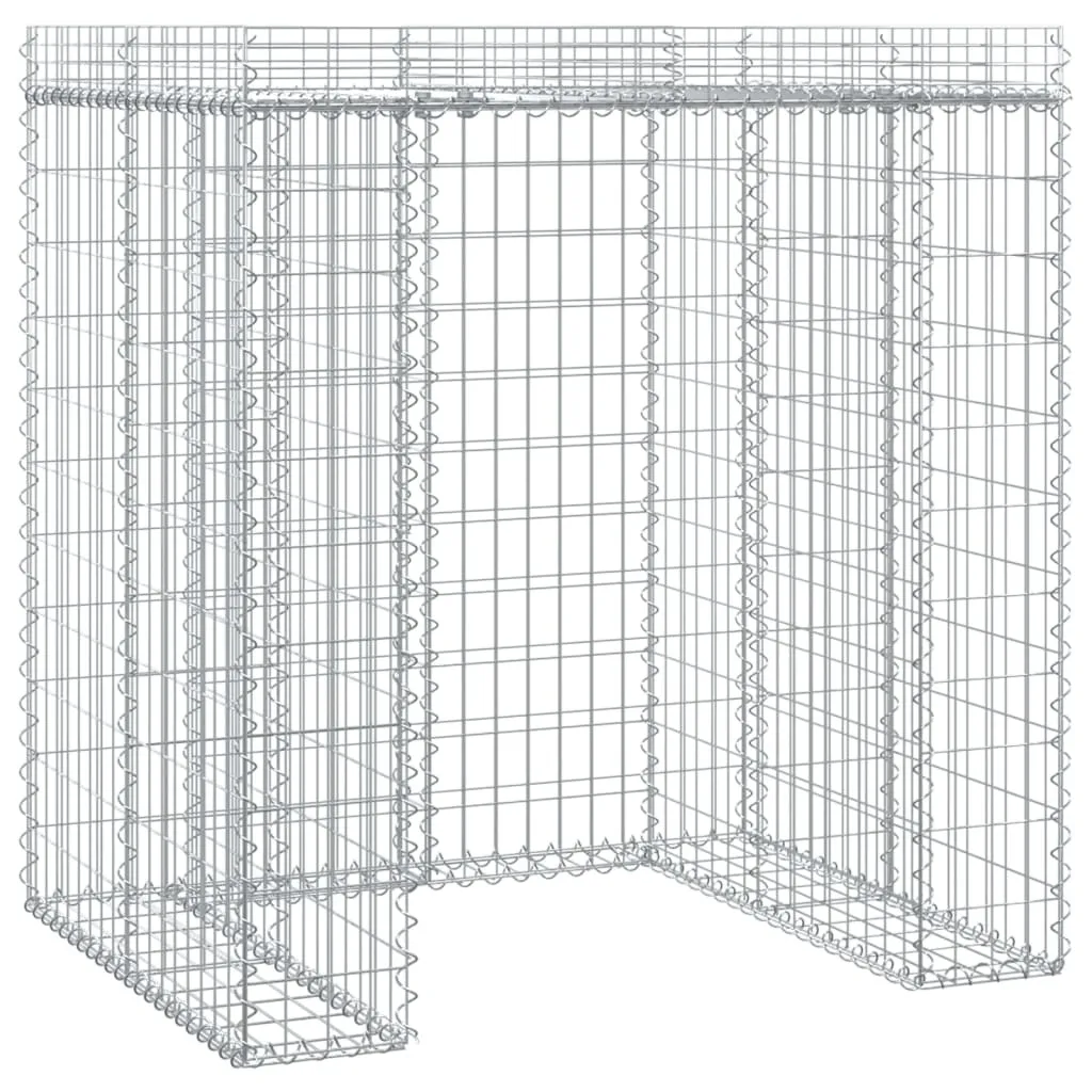 Coffre de jardin pour poubelle 110x91x120 cm gabion fer galvanisé gris