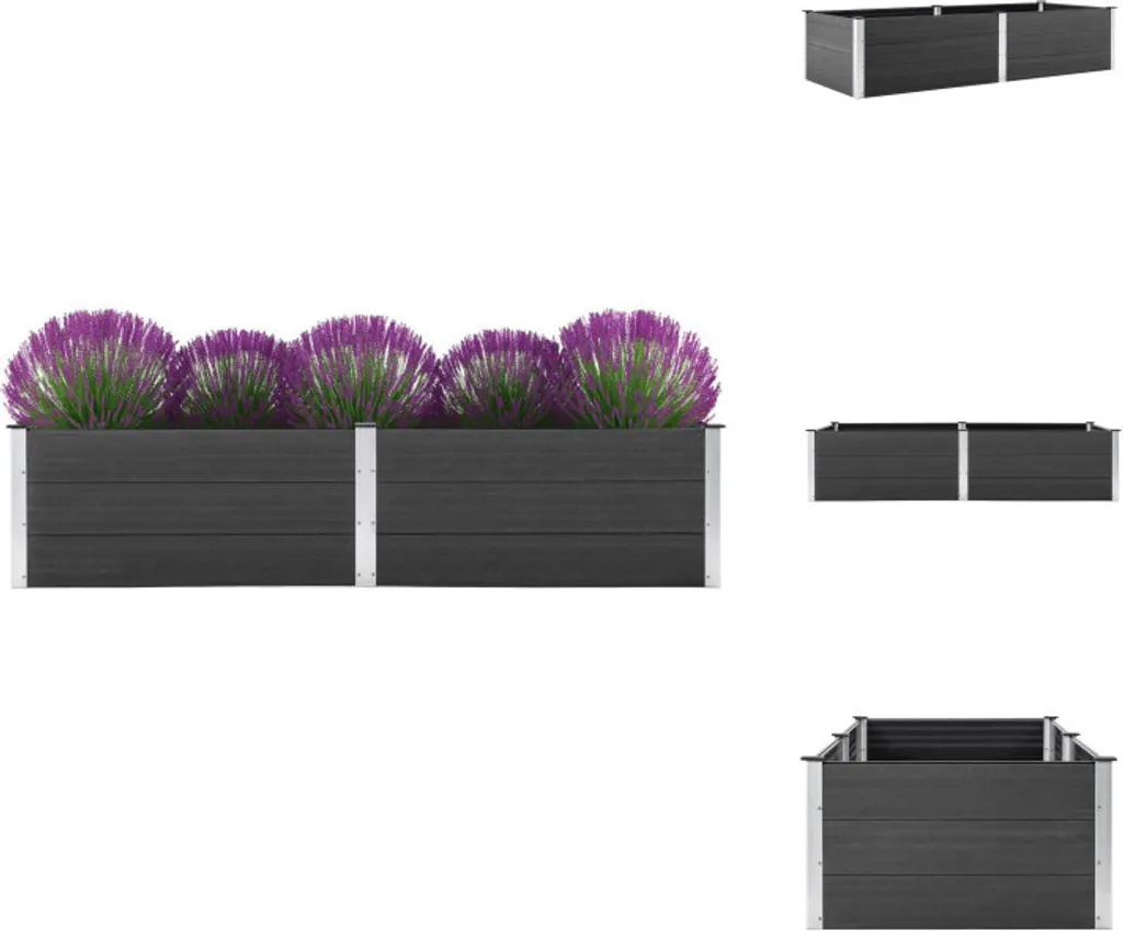 Grande Jardinière Potager sur Pied 250 cm en Composite WPC Gris