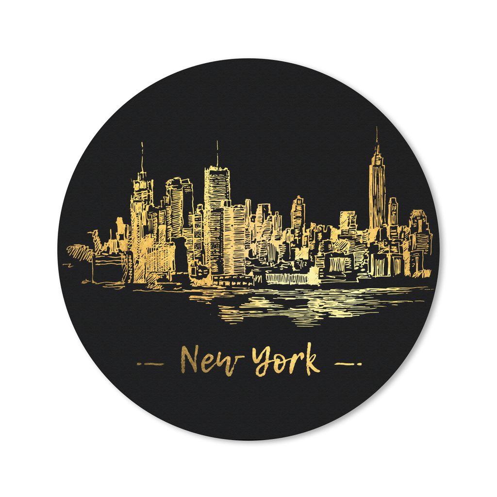 MuchoWow Mauspad Mousepad New York - Gold - Schwarz 50x50 cm - Mousepads - Maus Mat - Pad - Mausunterlage - Vinyl
